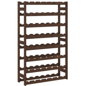 D&eacute;coshop26 - Casier range bouteilles &eacute;tag&egrave;re de rangement vin pour 56 bouteilles 8 niveaux en bois de pin marron DEC024332