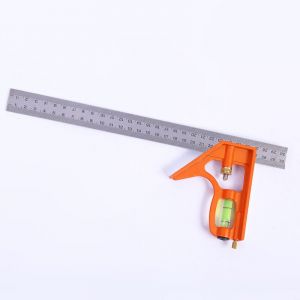 Equerre,Équerre Combinée 300mm - Métrique - Équerre à Combinaison Universelle et Précise en Métal avec Butée et Outil de Traçage - Outil de Mesure