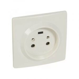 055452 Socle à encastrer 20A 2P+T plaque 95x95 ivoire - Legrand