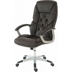 Décoshop26 - Fauteuil chaise de bureau sur roulettes xxl pivotante en synthétique marron 040001906