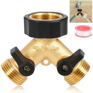 Robinet Double Machine a Laver 2-Voies Y-Distributeur 3/4 Pouces pour Connexion de 2 Appareils,Robinet Machine à Laver Double