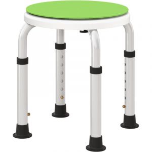 Tabouret de douche siège de douche - hauteur réglable, pivotant 360° - alu pp blanc vert