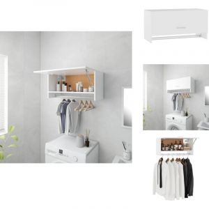Garde-robe blanc 70x32,5x35 cm bois d'ingénierie - Meuble De Rangement - Armoire Blanche - Armoire Suspendu - Dressing Compact - Organisation