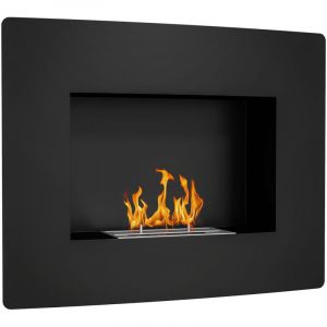 Chemin&eacute;e &agrave; l'&eacute;thanol, foyer au bio&eacute;thanol en acier inoxydable, volume de 0,9 litre, br&ucirc;le jusqu'&agrave; 3,3 heures, noir