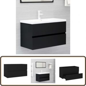 Vidaxl - Armoire d'évier Noir 80x38,5x45 cm Bois d'ingénierie - Meuble Salle De Bain - Armoire Lavabo - Meuble Vasque - Rangement Salle De Bain