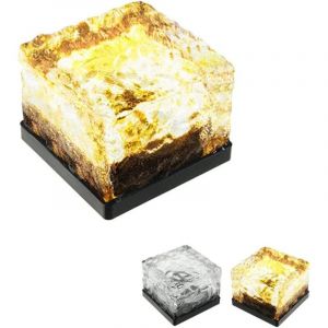 Pav&eacute; Lumineux Solaires LED Verre Grav&eacute;. Lumi&egrave;re Solaire de Jardin &eacute;tanche IP65 pour jardin, terrasse, all&eacute;e, piscine, escalier (10cm-1ud)