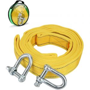 13' Sangle Remorquage Voiture,Corde de Remorquage Voiture,Sangle de Remorquage avec 2 Crochets de S&eacute;curit&eacute;,Corde de Remorquage d'urgence,Convient