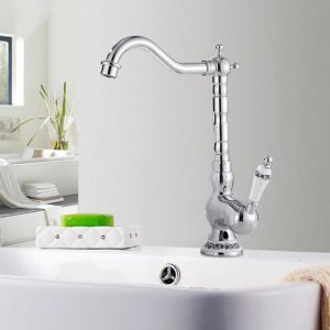 Robinet de cuisine r&eacute;tro vintage, mitigeur monocommande, robinet de cuisine salle de bain, robinet argent&eacute; antique nostalgique, robinet d'&eacute;vier,