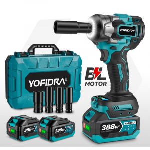 Onevan - 700 N.m Clé à Chocs Sans Fil Brushless, 1/2 ' Boulonneuse a Choc Electrique avec Deux Batterie, Visseuse à Choc avec 4 Douilles pour la