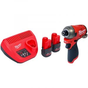 M12 FQID-252 Clé à choc sans fil 12 v 50 Nm 1/4' Brushless + 2x batterie 2,5 Ah + chargeur - Milwaukee