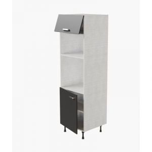 Cuisibane - Colonne de rangement - Encastrements four et micro-ondes - Noir