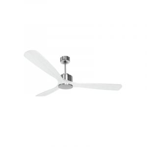 Klassfan - Modulo de Super destratificateur et ventilateur dc 166 cm Chrome pales bois blanc sans Lumière 30 à 60 m²