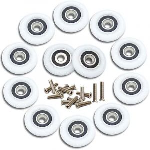 12 Pi&egrave;ces Roulette Porte Coulissante Douche Roulette de Douche 23mm Roulette Porte Coulissante Roulettes pour Porte de Douche Roulettes de Rechange