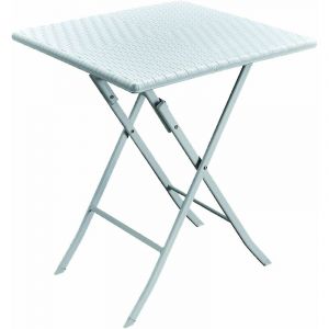 Fraschetti - Table carr&eacute;e pliante en acier et en r&eacute;sine Camping Polyrattan Levante