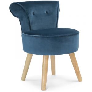 Idmarket - Fauteuil crapaud en velours bleu - Bleu