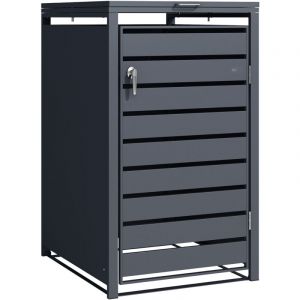 AXI - Lucas Cache Poubelle Métallique Anthracite - Abri poubelle pour 1 conteneur - Max. 240L - Abri Poubelle Extérieur avec Excellente Ventilation