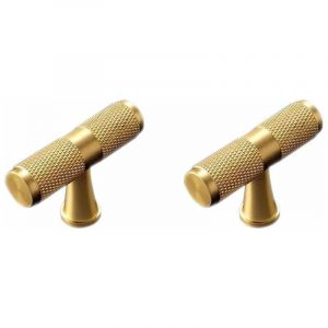 Ahlsen Bouton de Porte Placard en Laiton Massif de Forme T, Poign&eacute;e de Meuble Universelle pour Tiroir / Placard de Cuisine / Porte - 50mm (2PCS)
