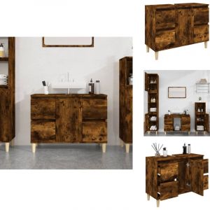 Vidaxl - Meuble d'&eacute;vier ch&ecirc;ne fum&eacute; 80x33x60 cm bois d'ing&eacute;nierie - Armoire De Salle De Bain - Meuble Vasque - Meuble Lavabo - Rangement Salle De Bain