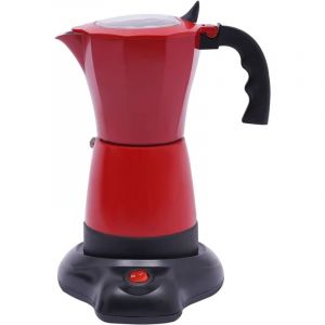 Gojoy - Machine &agrave; expresso &eacute;lectrique, cafeti&egrave;re, cafeti&egrave;re, camping, moka, 6 tasses de caf&eacute; (300 ml) fait un v&eacute;ritable caf&eacute; italien (rouge)