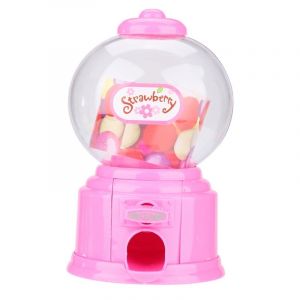 Distributeur de bonbons portable pour enfants, tirelire en plastique, mini distributeur de boules de gomme, cadeau de maternelle pour enfants, rose
