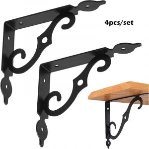 4 Pi&egrave;Ces Murale Rustique Support &Eacute;querre 90 Degr&eacute;s &Eacute;querre De Fixation &Eacute;tag&egrave;Re Equerre D'&Eacute;tagere Triangulaire &Eacute;querre De Fixation Pour &Eacute;Tag&egrave;Re Noir
