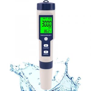 Testeur TDS/EC/PH/Salinit&eacute;/Temp&eacute;rature 5 en 1 Contr&ocirc;leur num&eacute;rique de la qualit&eacute; de l'eau D&eacute;tecteur de sel Testeur PH pour l'eau potable Aquariums