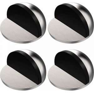 ZVD - But&eacute;e de porte de sol en acier inoxydable 4 pi&egrave;ces, but&eacute;e de porte demi-lune ovale mont&eacute;e au sol, but&eacute;e de porte avec colle 3M, auto-adh&eacute;sive,