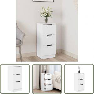 The Living Store Buffet Blanc 30x30x70 cm Bois d'ing&eacute;nierie - Meuble De Rangement - Buffet - Meuble tv - Commode - Biblioth&egrave;que