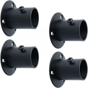 Support de Tringle à Rideaux Support Tringle Penderie avec Vis Support Tringle pour Armoire, en Acier Inoxydable Finition Noire, Diamètre 26 mm, 4 Pcs