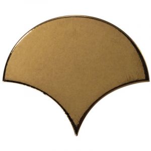 Carrelage mural fa&iuml;ence effet graphique SCALE FAN &eacute;caille 12x10,6cm Ecaille 12x10,6 cm Dor&eacute; - Brillant / Poli - bo&icirc;te de 0.37 m2