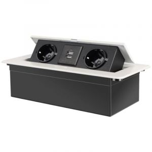 Prise Encastrable Plan de Travail argent, Multiprise Plan de Travail Cuisine avec 2 Prises +2USB