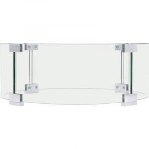 Mophorn - Pare-vent pour foyer, verre 26 x 26 x 6 pouces, bouclier en verre rond, table de feu de 1/4 pouce d'épaisseur, pare-flammes en verre trempé