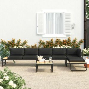 Canapés de jardin, Canapés d'angle de jardin, Salon extérieur, Canapé relax 4 pcs et coussins aluminium et wpc togp36452 Maison Chic