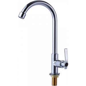 [Promotions en stock] Robinet d'évier de cuisine à eau froide, poignée unique, trou unique, montage sur pont en arche haute, robinet de barre en