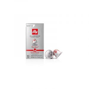 Boite de 10 Capsules café Illy Torrefaction Classique Lungo 8910 Argent et Rouge