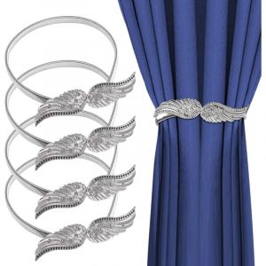 4 Pi&egrave;ces Attaches de Rideaux, D&eacute;coratives Embrasse &agrave; Rideau en Ailettes, Sangles de Rideaux en R&eacute;glables avec Corde &agrave; Ressort, Embrasses de Rideaux