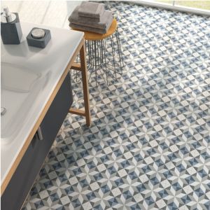 Carrelage gr&egrave;s c&eacute;rame effet carreau de ciment MANOIR 15x15 cm Multicolore - - bo&icirc;te de 0.50 m2