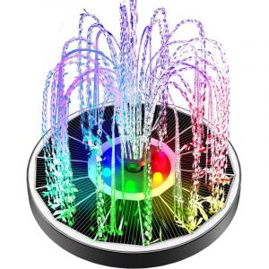 Fontaine solaire en verre pour bain d'oiseaux avec batterie, fontaine à eau solaire de 3,5 W avec 6 lumières LED et 8 buses pour jardin, petit bassin