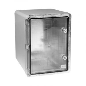 Coffret mural haute-r&eacute;sistance bo&icirc;tier 400 x 300 x 220 - Porte transparente / Serrure triangle / Plaque / IP65 / abs