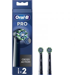 Oral-B Brossettes de rechange EB50BRX-2 Cross Action Pro Brossettes Pour adultes 2 brossettes incluses Noir