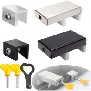 4 Pcs Verrou Baie Coulissante, Bloque Baie Vitr&eacute;e Coulissante Serrures de Fen&ecirc;tre pour Fen&ecirc;tre, Fen&ecirc;tre Coulissante Fermeture Serrure avec 3 Cl&eacute;s,