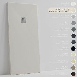 SOULBATH Receveur de Douche -R&eacute;sine -Gel Coat -Texture Lisse/Pierre -Antid&eacute;rapant -Couleur Blanc Cass&eacute; - 160X75- Extra plat 3cm. Bonde de Vidage