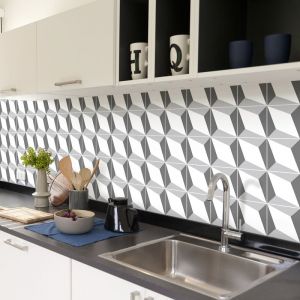 Sticker Mural Carrelage adhésif Cuisine Salle de Bain - 30 stickers carreaux de ciment géometriques design - 30stickers15x15cm
