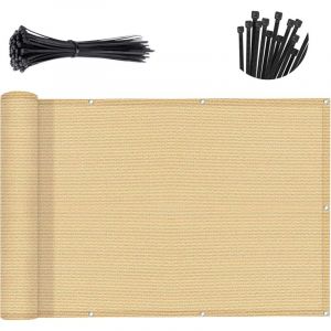 Brise-vue beige pour balcon, couverture de clôture d'appartement à 90 % d'ombre, pare-brise en maille robuste pour terrasse, extérieur, cour, patio