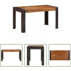 The Living Store Table &agrave; manger 140x70x76 cm Bois de manguier brut massif - Table &Agrave; Manger - Table Industriel - Table En Bois - Meubles De Salle &Agrave;