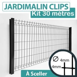 Cloture&jardin - Kit Grillage Rigide Gris Anthracite 30M - jardimalin clips - Fil 4mm - 1,23 m&egrave;tre
