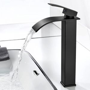 Moderne Robinet Lavabo Cascade Haut, Mitigeur Monocommande Lavabo en Laiton, Eau Chaude et Froide Disponible, Robinetterie Cascade Chrom&eacute;