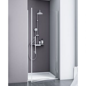 Schulte - Porte de douche pivotante, verre 5 mm, style, profilé alu argenté anticalcaire sur mesure 60 x 192 cm