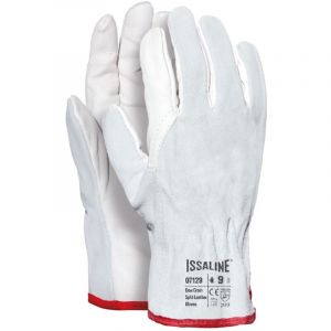 Gants en cuir pleine fleur blanc Industrial Starter 07129 avec dos fendu - 9 (l) - Blanche