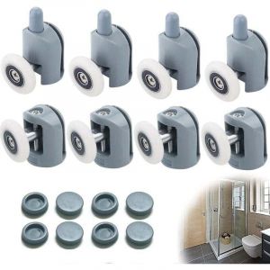 Roulettes de porte de douche coulissante, 8 roulettes de porte de douche, roulettes de porte de douche de 23 mm, roulettes de cabine de douche pour